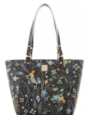Dooney & Bourke Black Floral & Peacock Motif Tote